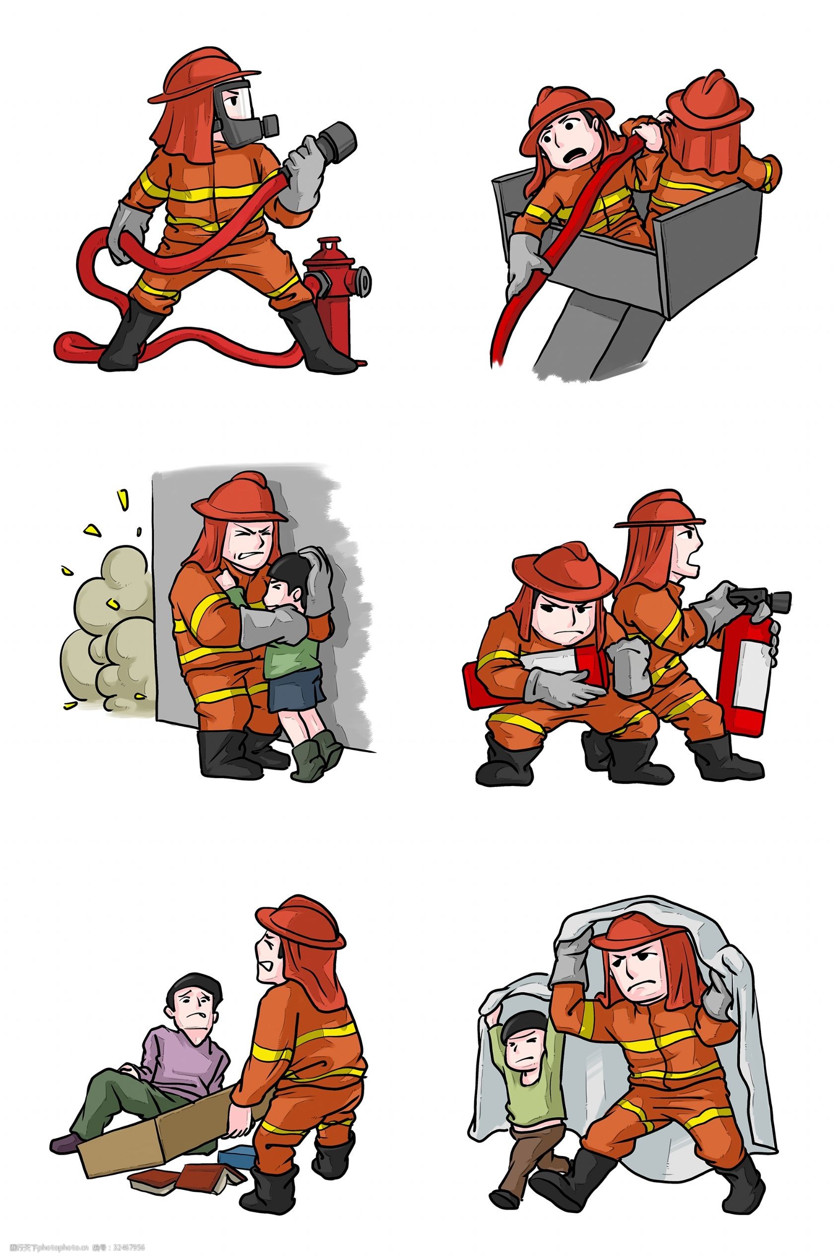 消防安全合集插畫